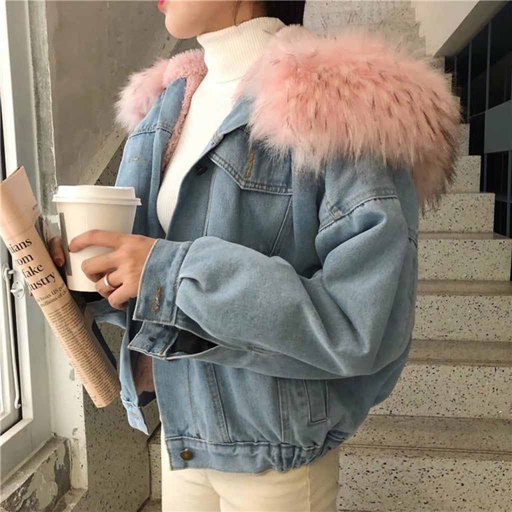 2019 New Arrival Women Warm Denim Short Coat Collar Jacket