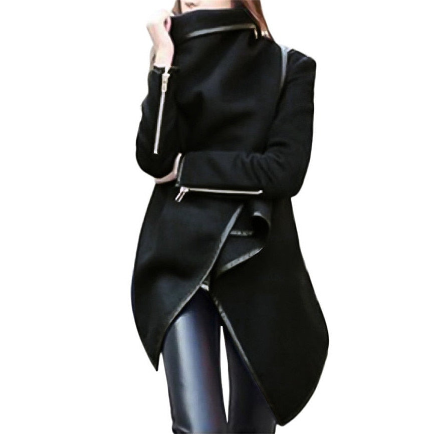 Woman Jackets Winter 2019 Feminine Coat Warm Irregular Bow Zippers